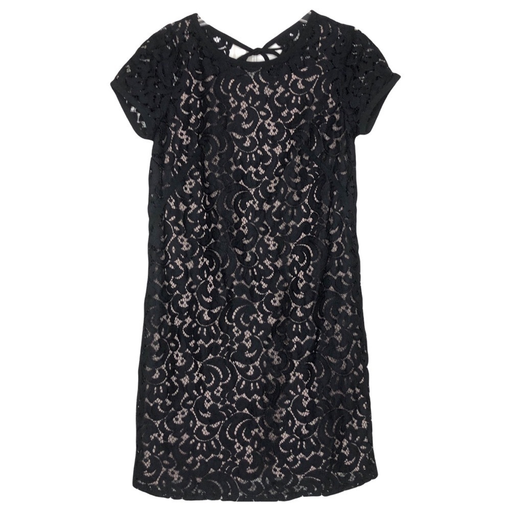 LOFT PETITES - Cotton Black Lace Cap Sleeve Lined Sheath  Midi Dress - Size 0PM